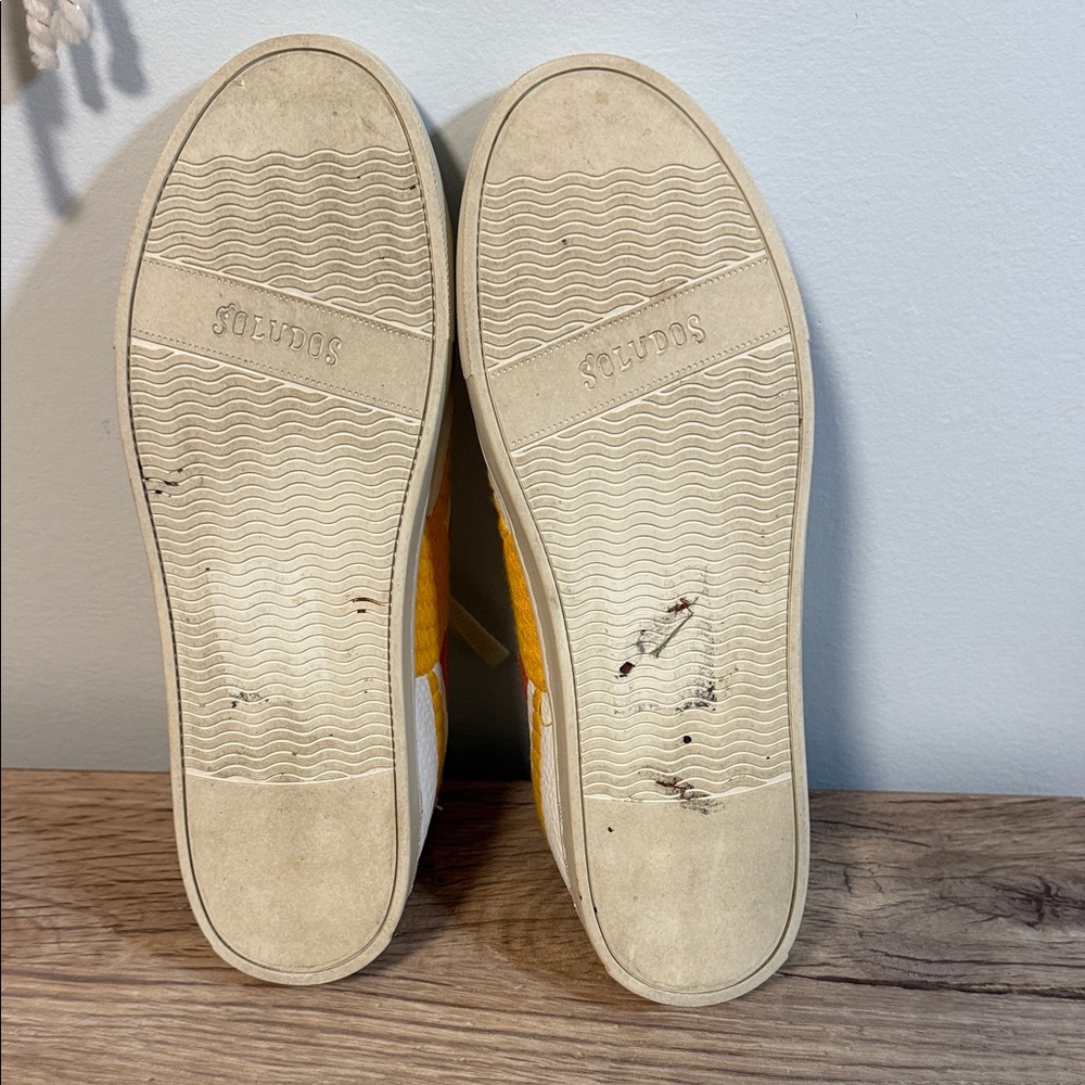 Soludos White Sneakers with Sun and Rainbow Stripes 8.5 - Picture 7 of 7